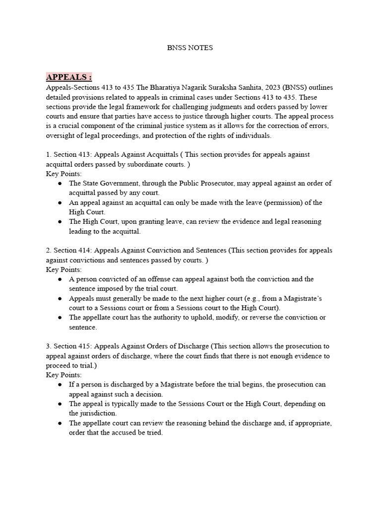 BNSS Appeals and Arrest Provisions | PDF | Bail | Arrest