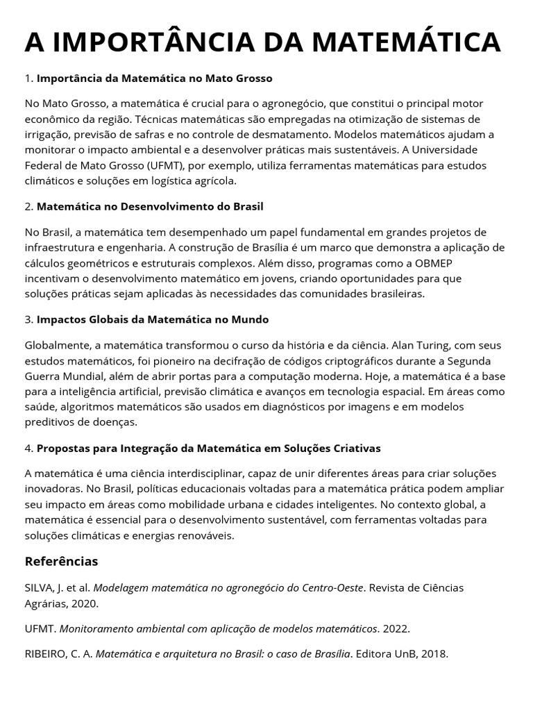 Importância da Matemática no Cotidiano | PDF | Matemática | Science