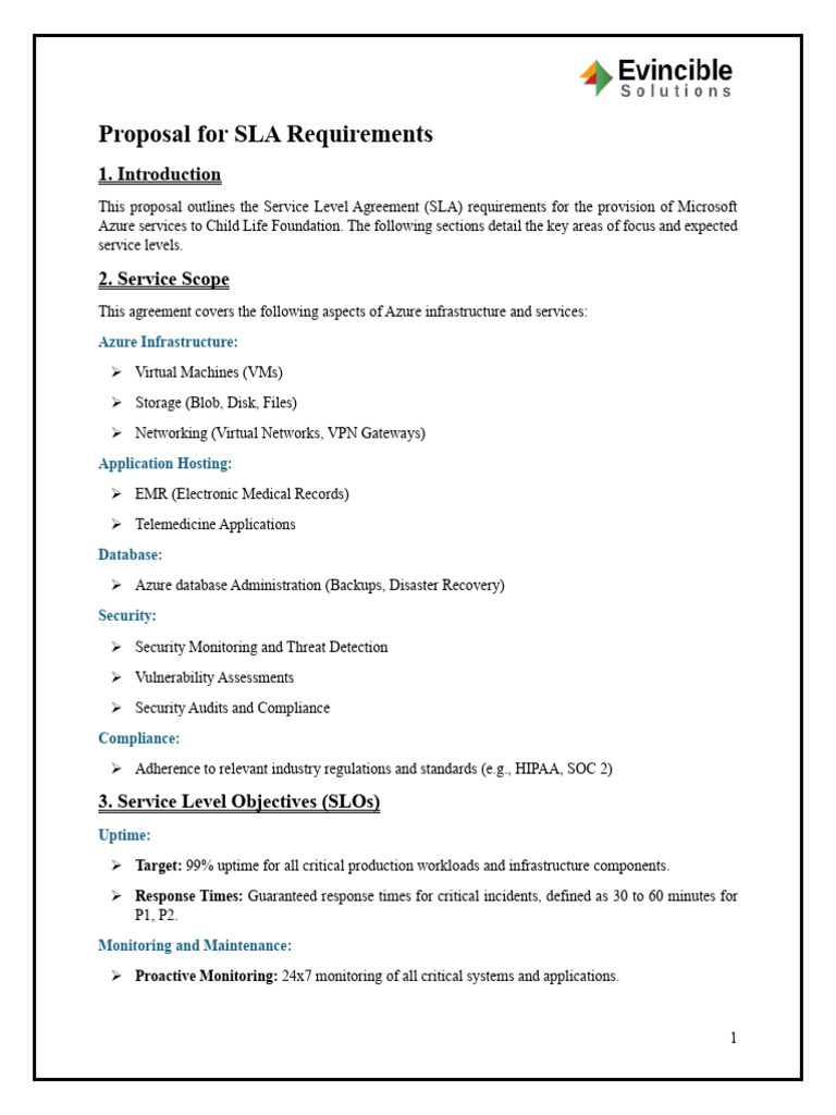 SLA Proposal for Azure Services | PDF | Service Level Agreement ...