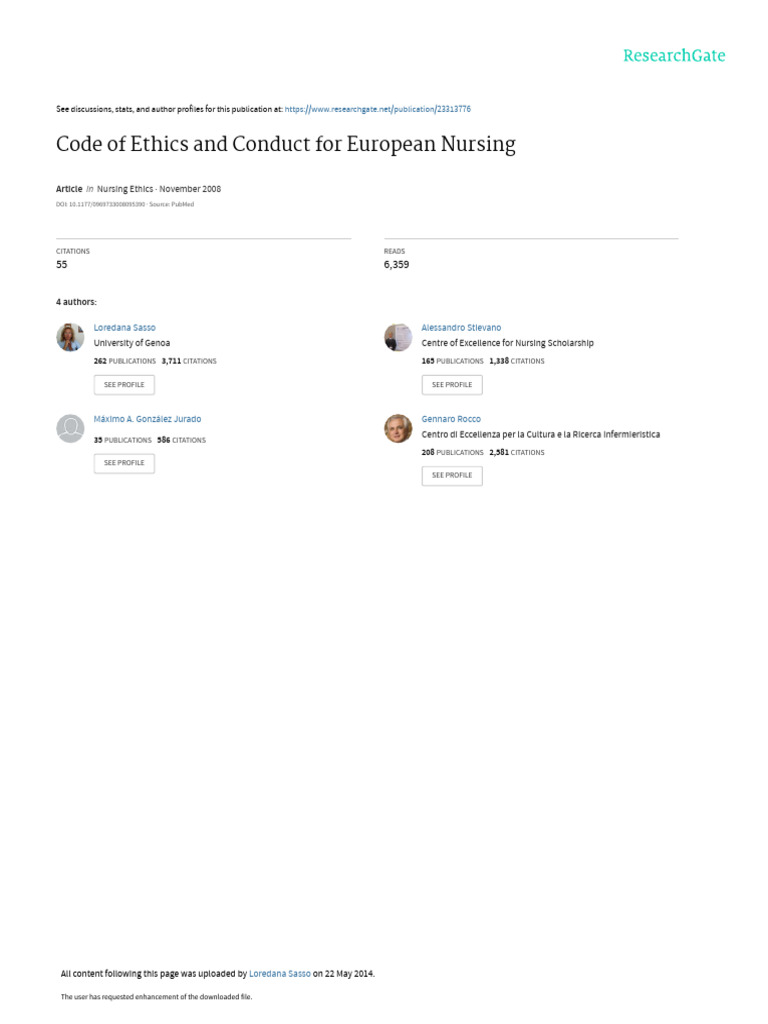 European Nursing Ethics Code Overview | PDF | Informed Consent | Nursing