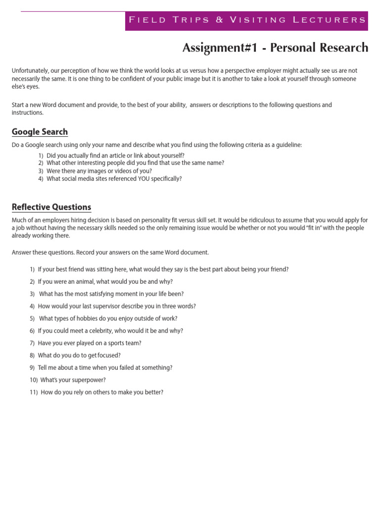 Personal Branding and Self-Reflection Guide | PDF | Swot Analysis ...
