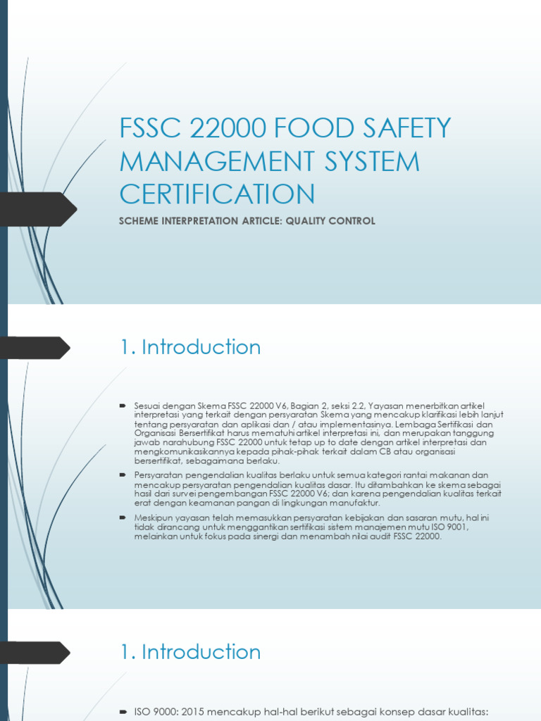 FSSC V6 Scheme Interpretation Article - Quality Control | PDF