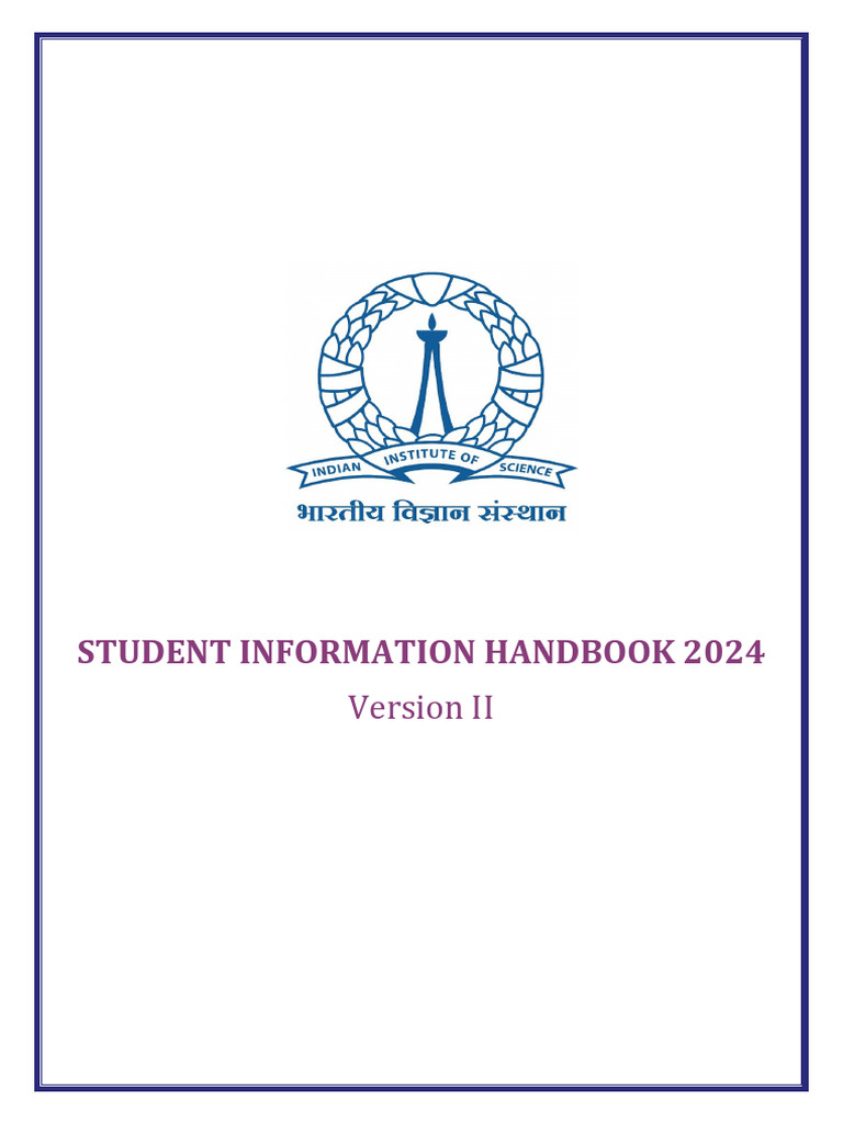 IISc Student Handbook 2024 Overview | PDF | Master's Degree | Doctor Of ...