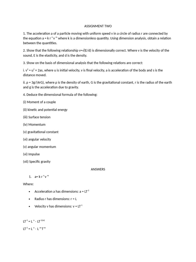 Assignment Two | PDF | Velocity | Acceleration