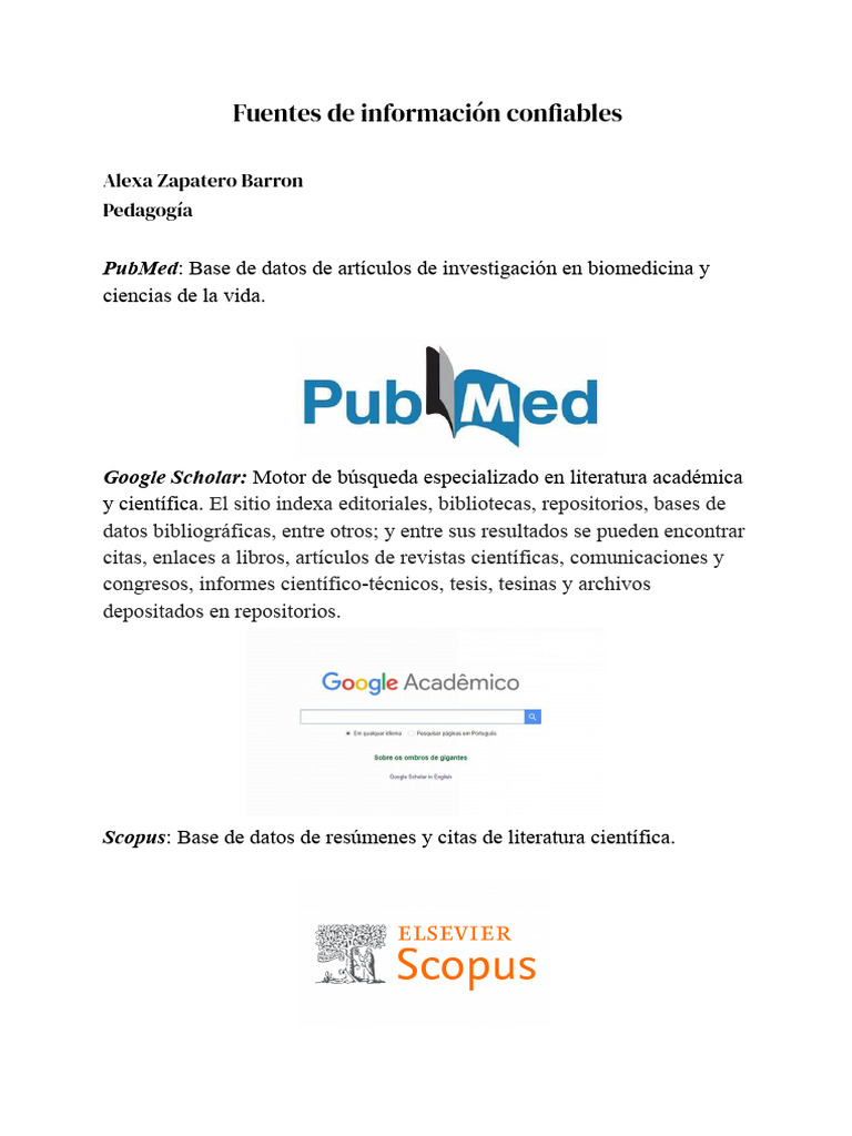 Fuentes Confiables de Información Científica | PDF