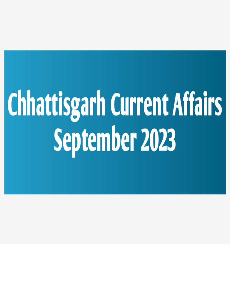 CG Current Affairs - September 2023 | PDF