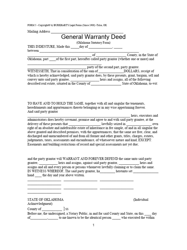 General Warranty Deed 77 | PDF | Deed | Fee Simple