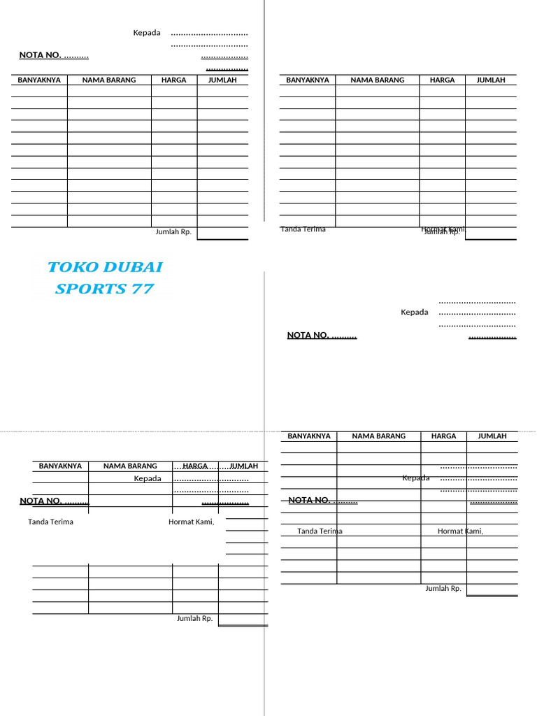 Nota Kosong untuk Transaksi Barang | PDF