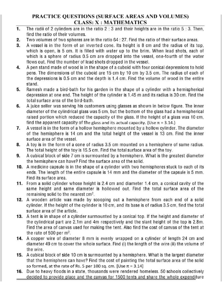 Surface Area and Volume 1 | PDF