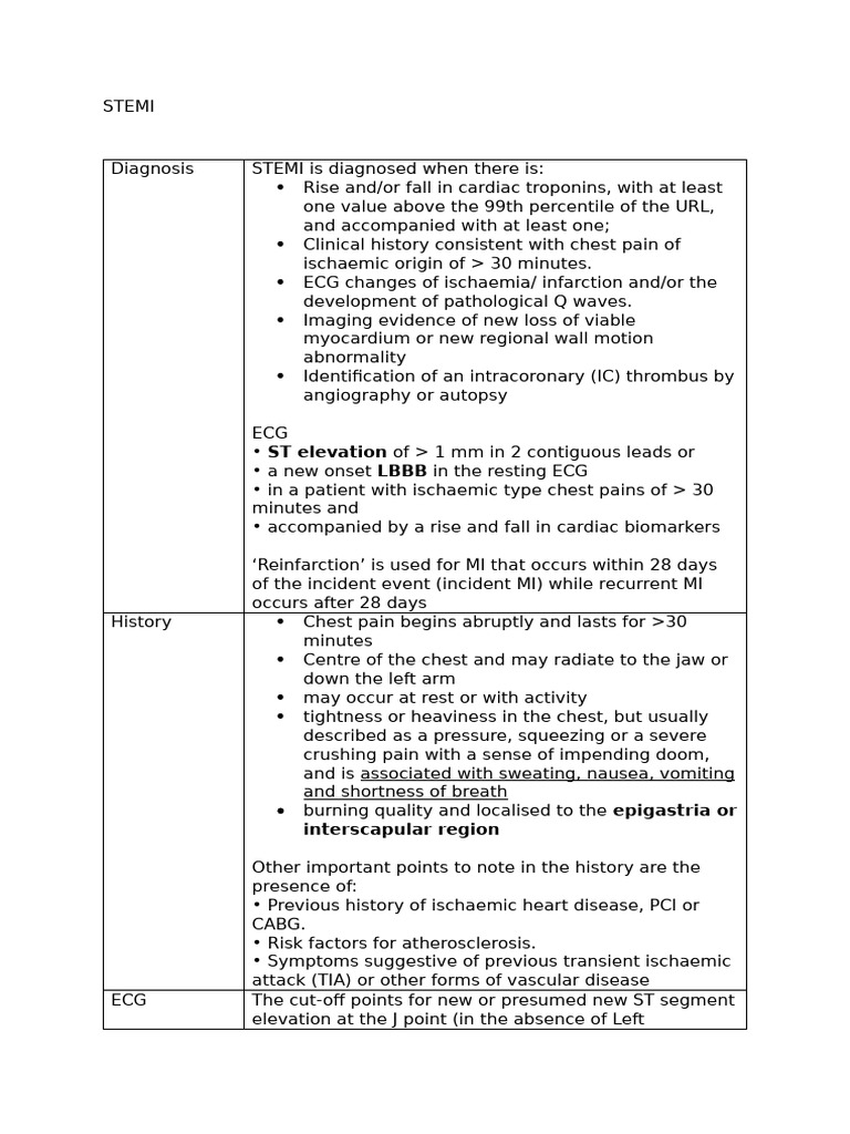 Comprehensive Guide to STEMI Diagnosis and Management | PDF ...