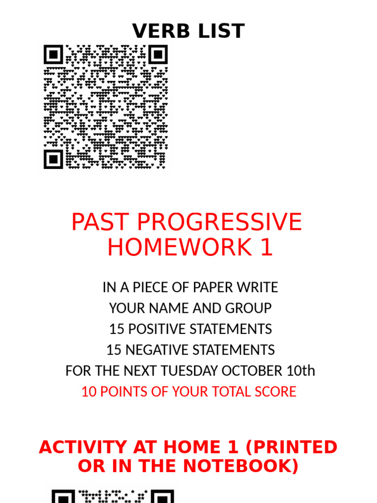 Past Progressive Homework Assignment | PDF