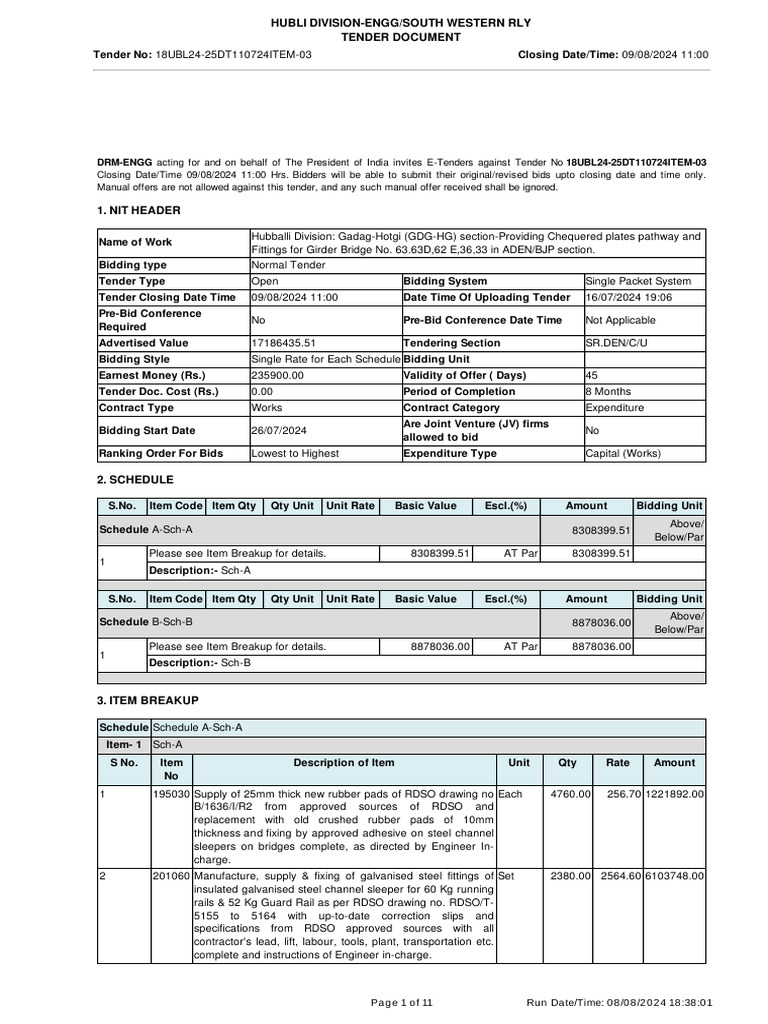 E-Tender for Bridge Pathway Works | PDF | Limited Liability Partnership ...