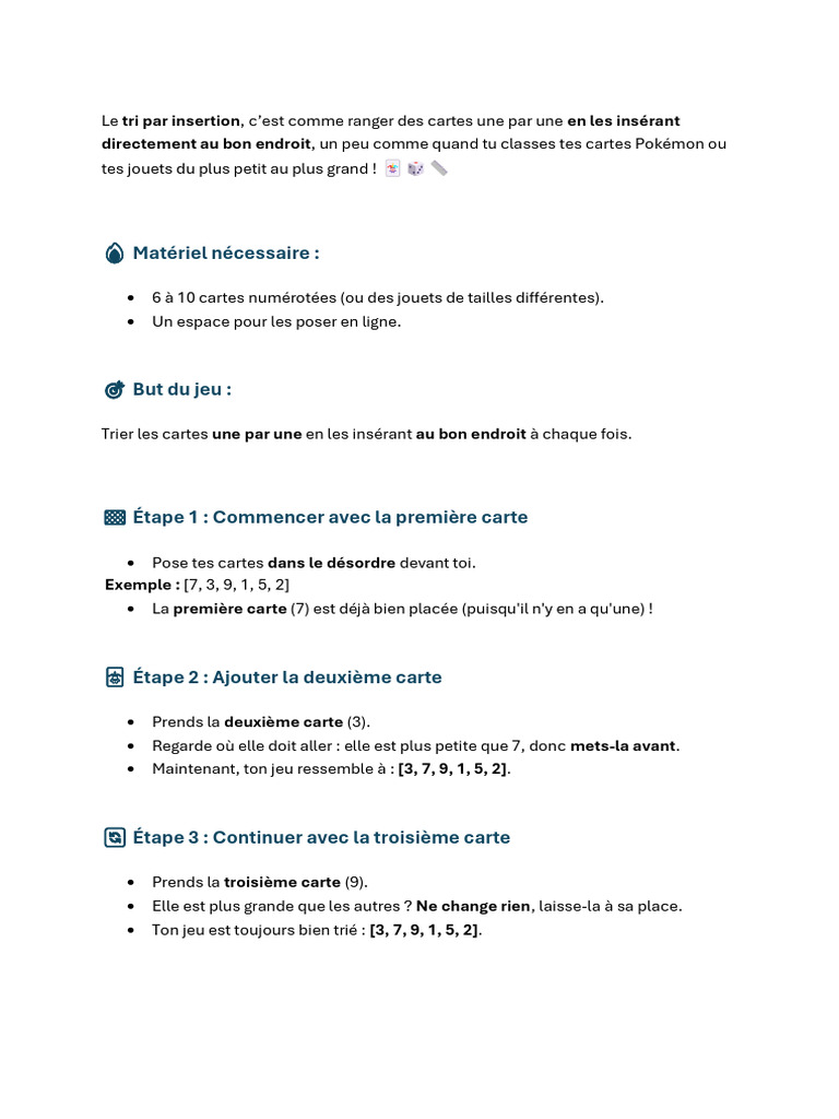 Guide du tri par insertion simplifié | PDF