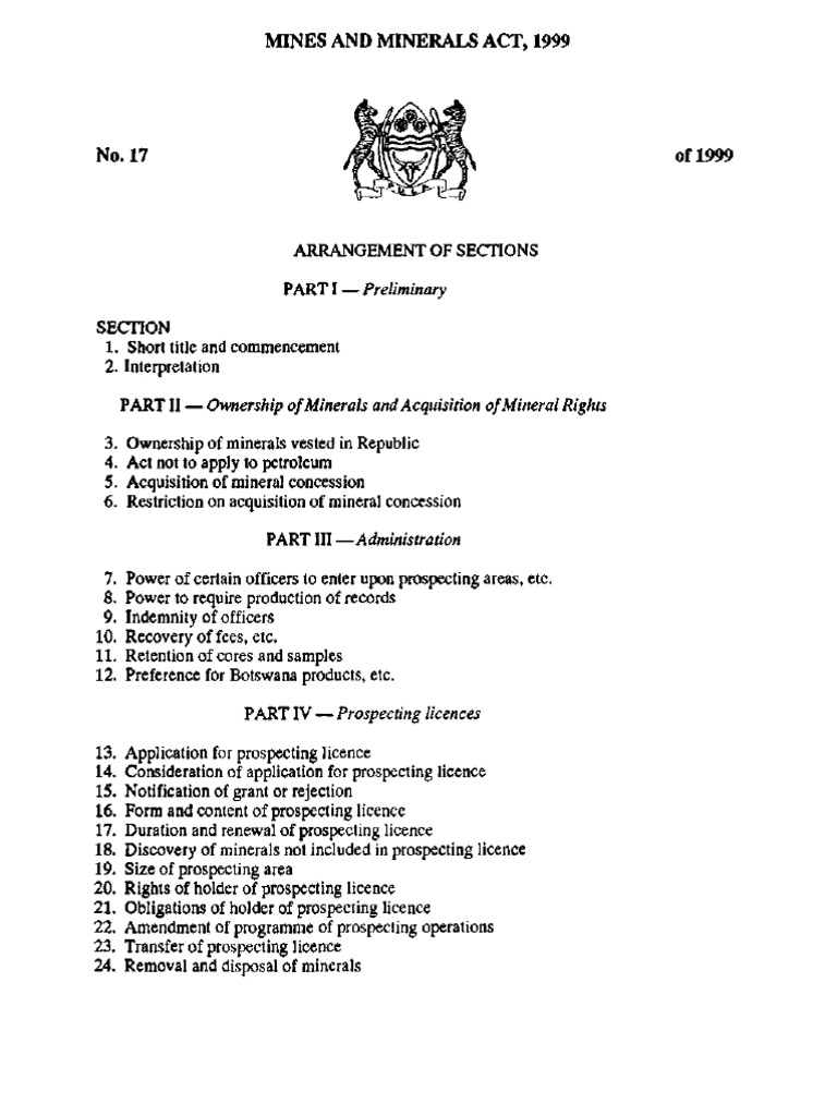 Botswana Mines and Minerals Act 1999 | PDF | Arbitral Tribunal | Mining