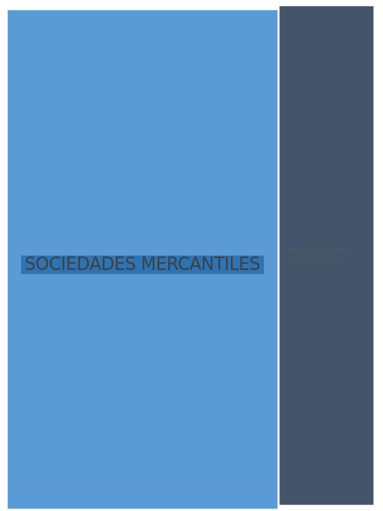 Tipos y Características de Sociedades Mercantiles | PDF | Sociedad de ...