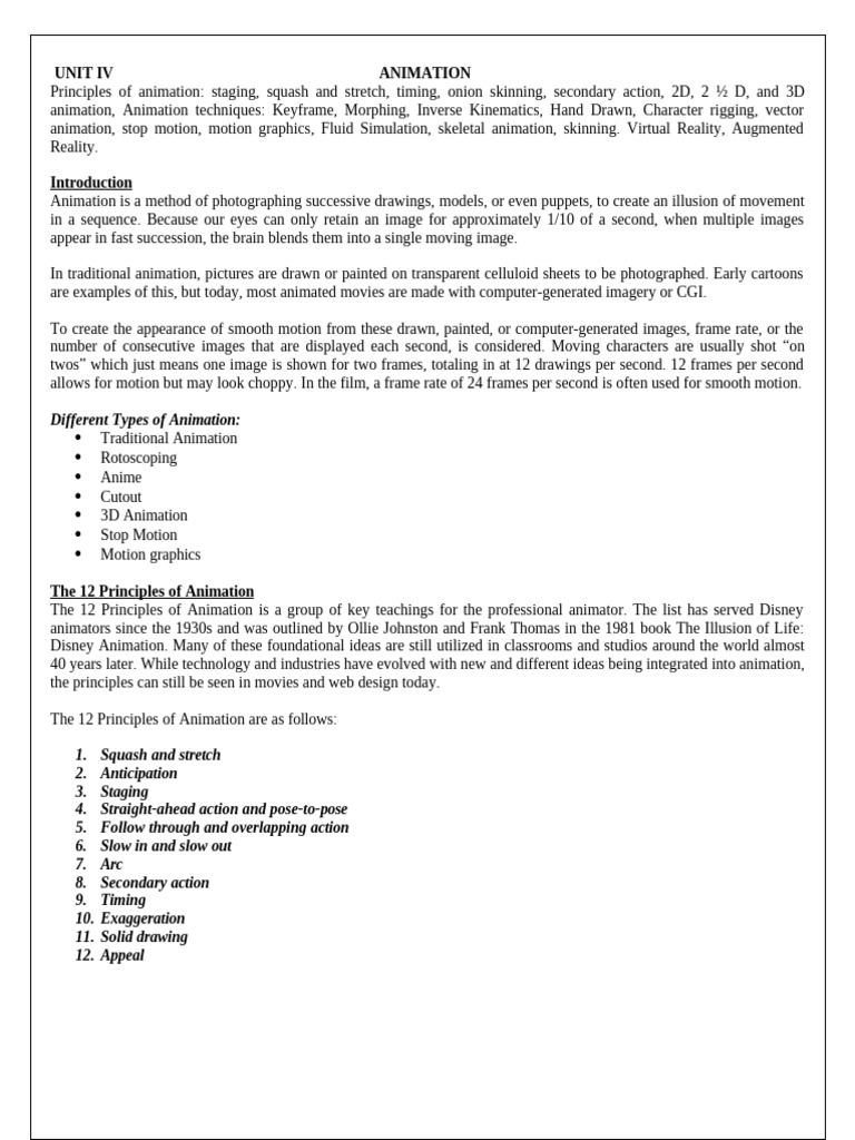 Disney's 12 Animation Principles Explained | PDF | Virtual Reality ...