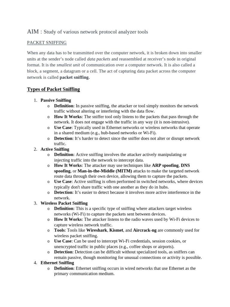 Packet Sniffing B2 Pdf Computer Network Malware