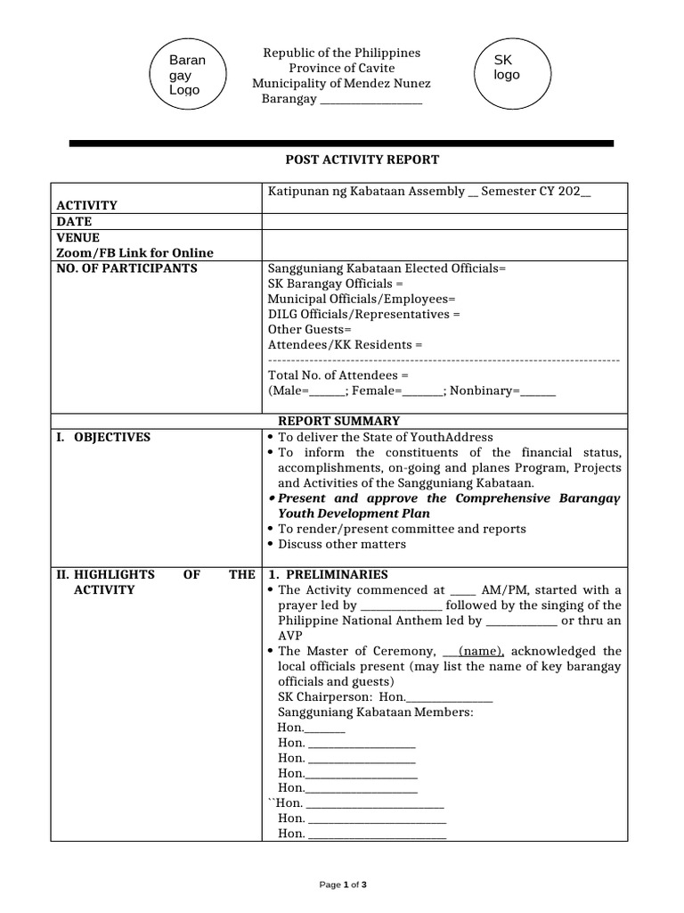 Post Activity Complaince Report | PDF | Youth | Youth Organizations