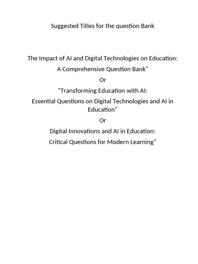 AI and Digital Tech in Education Questions | PDF | Educational ...
