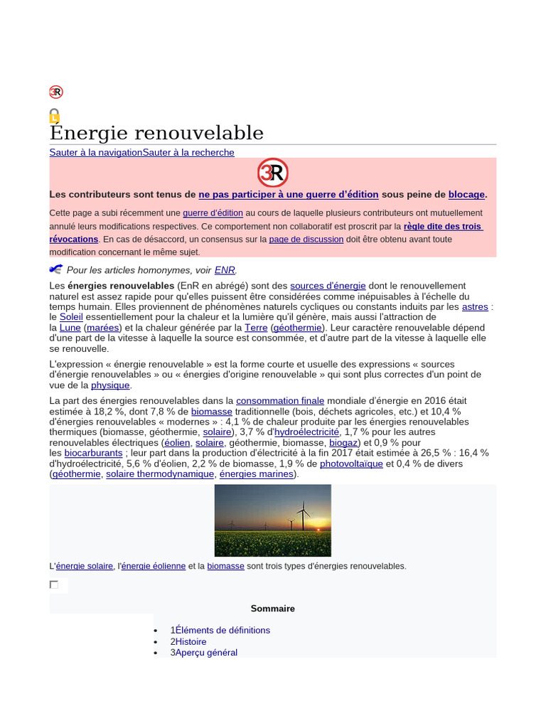 Énergies renouvelables : définitions et types | PDF | Énergie ...