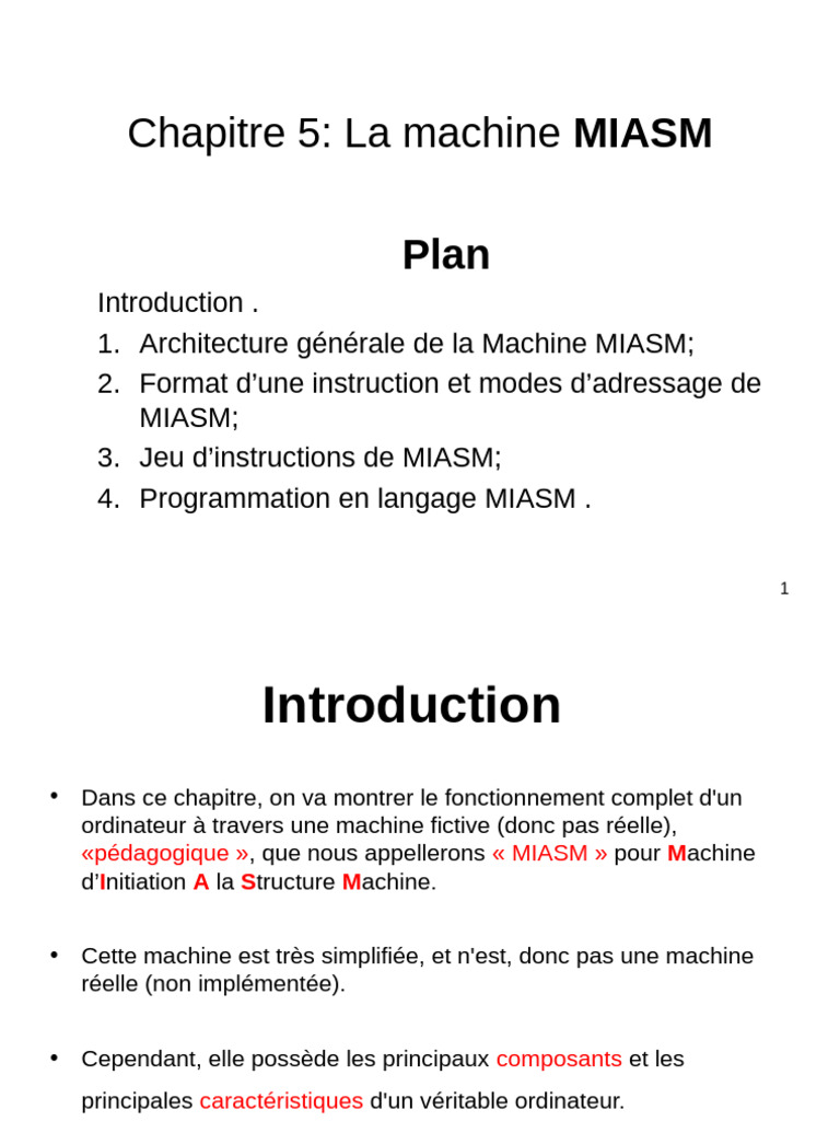 Chapitre 5: La Machine: Miasm Plan | PDF | Assembleur | Programme ...