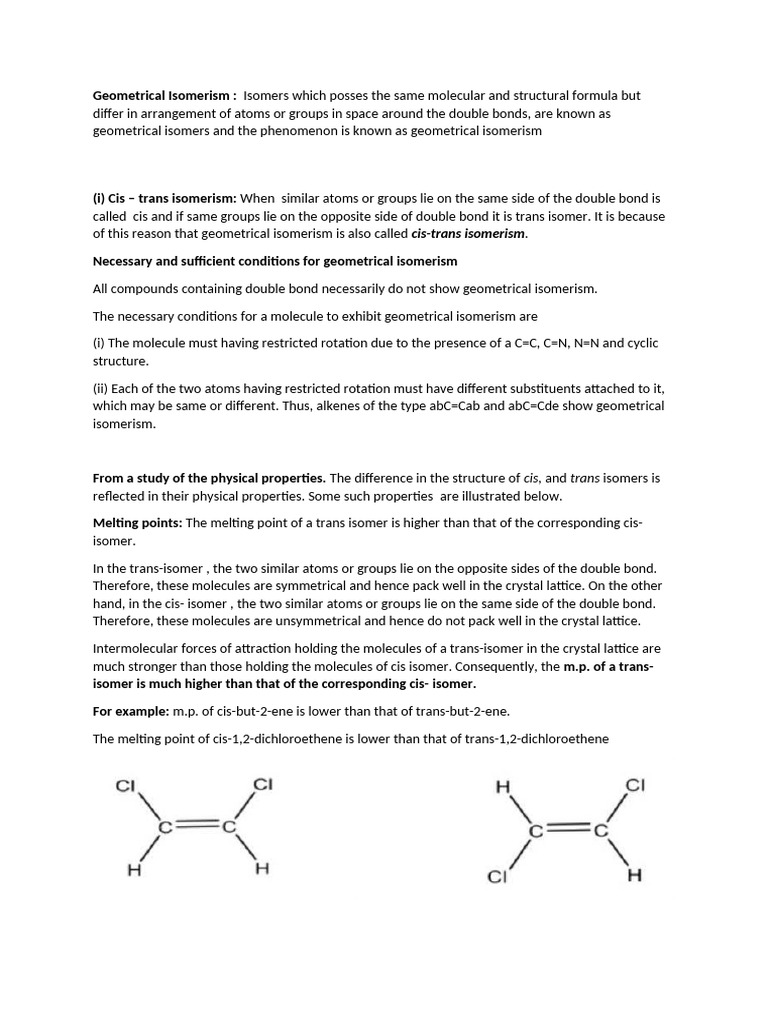 Geometrical & Conformational Isomerism | PDF | Isomer | Conformational ...