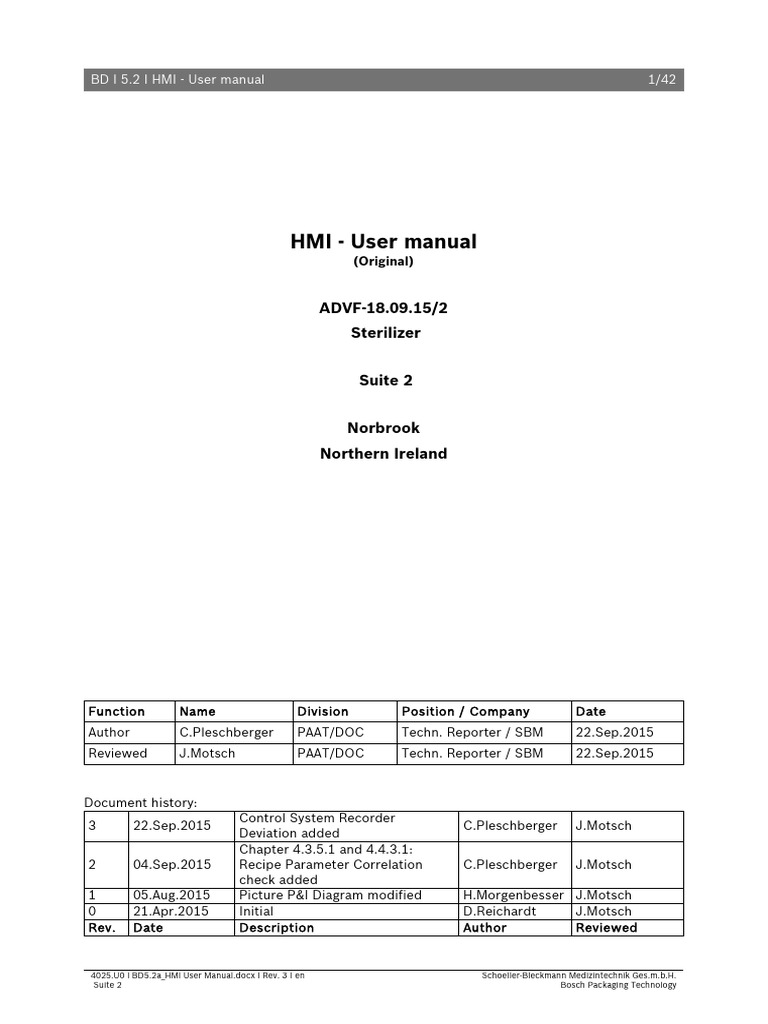BD I 5.2 HMI User Manual Guide | PDF | Touchscreen | Menu (Computing)