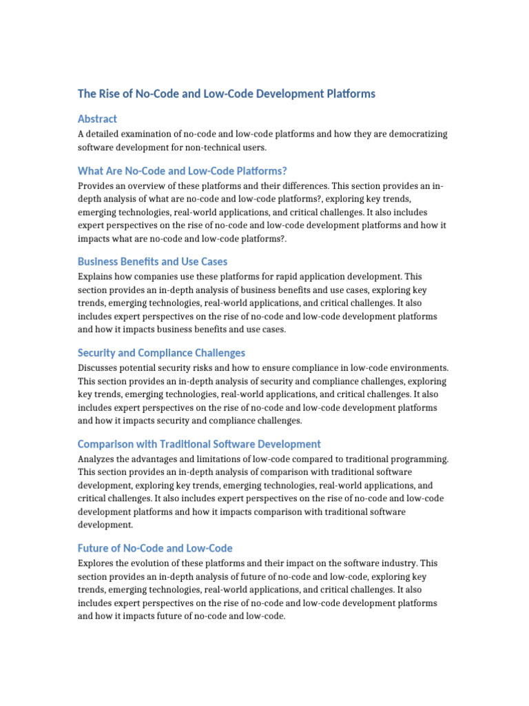 Enhanced The Rise of No-Code and Low-Code Development Platforms | PDF