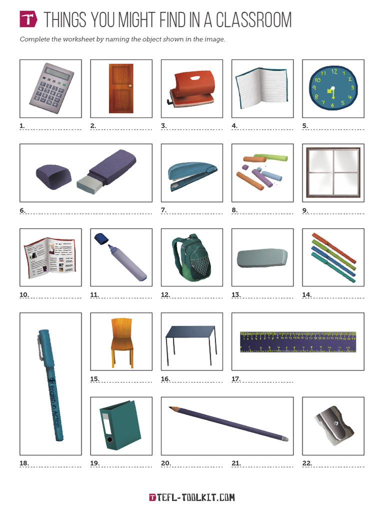 Classroom Objects Worksheet | PDF