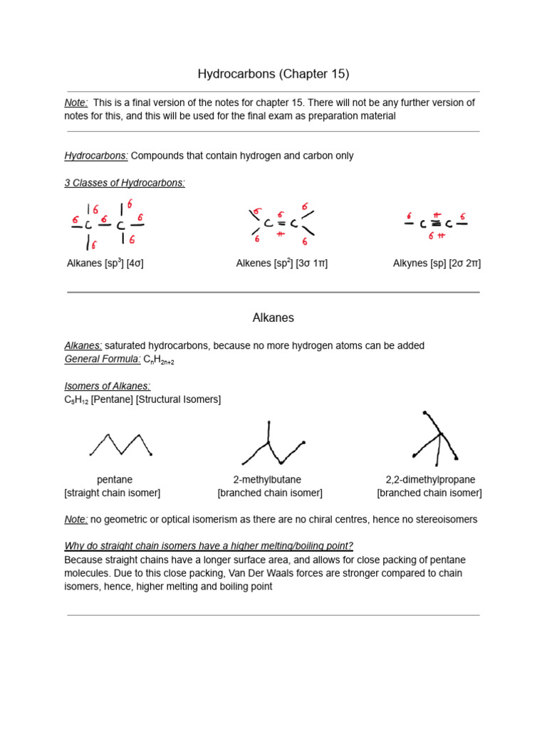 Overview of Hydrocarbons and Reactions | PDF | Alkene | Alkane