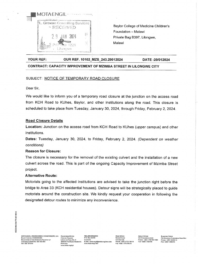 Central Road Closure | PDF