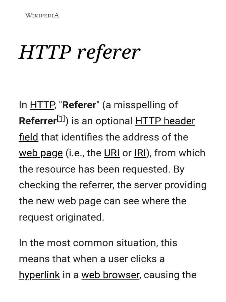 HTTP referer - Wikipedia | PDF | World Wide Web | Internet & Web