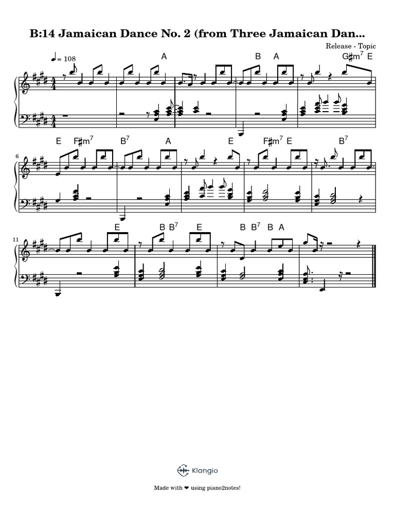 B - 14 Jamaican Dance No. 2 (From Three Jamaican Dances) | PDF
