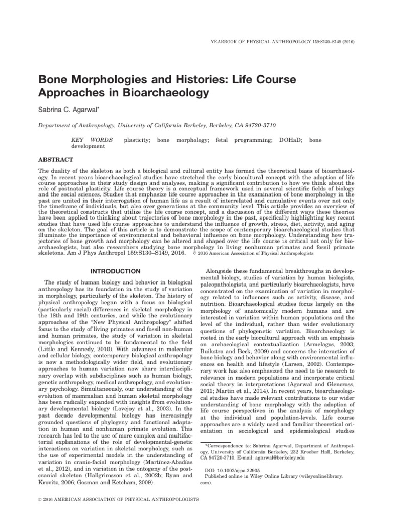 American J Phys Anthropol - 2016 - Agarwal - Bone Morphologies and ...