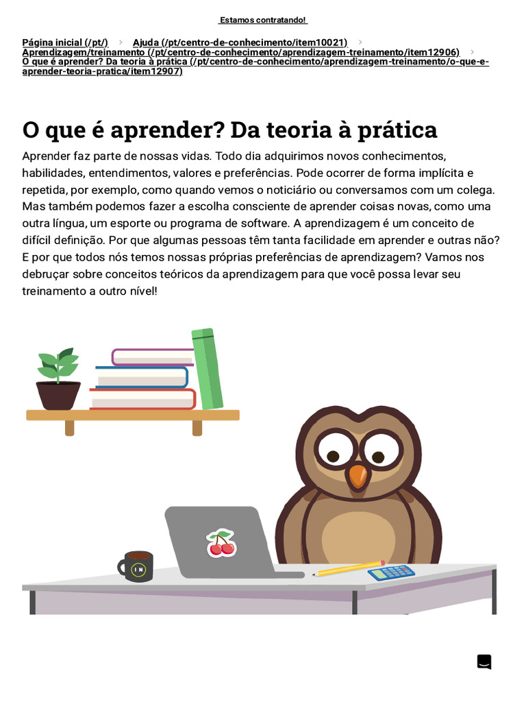 Teorias de Aprendizagem e Treinamento | PDF | Aprendizado | Behaviorismo
