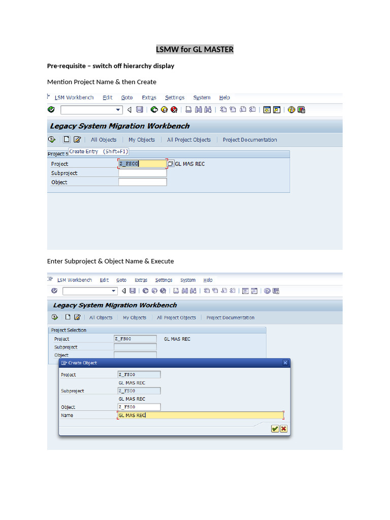 LSMW Steps for GL Master Data Upload | PDF