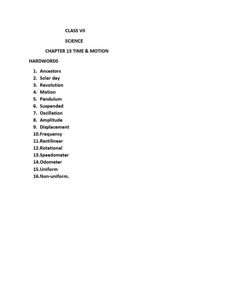 Science Chapter 13 Time and Motion | PDF