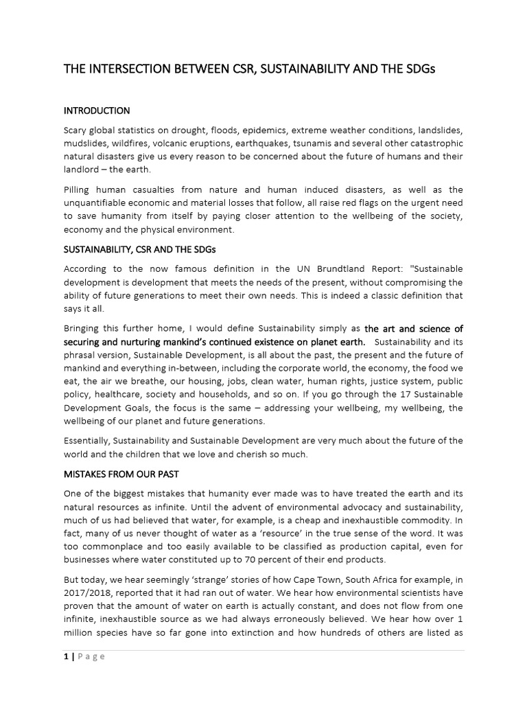 CSR, Sustainability, and SDGs Explained | PDF | Sustainability ...