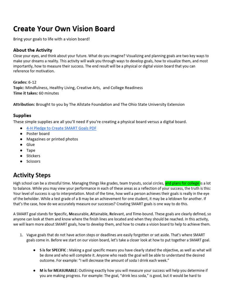 Vision Boards Ceate Your Own Vision Boardkfz | PDF | Goal | Cognition
