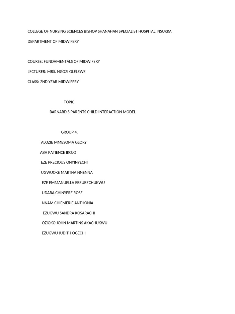 Barnard's Parent-Child Interaction Model | PDF | Parenting | Caregiver