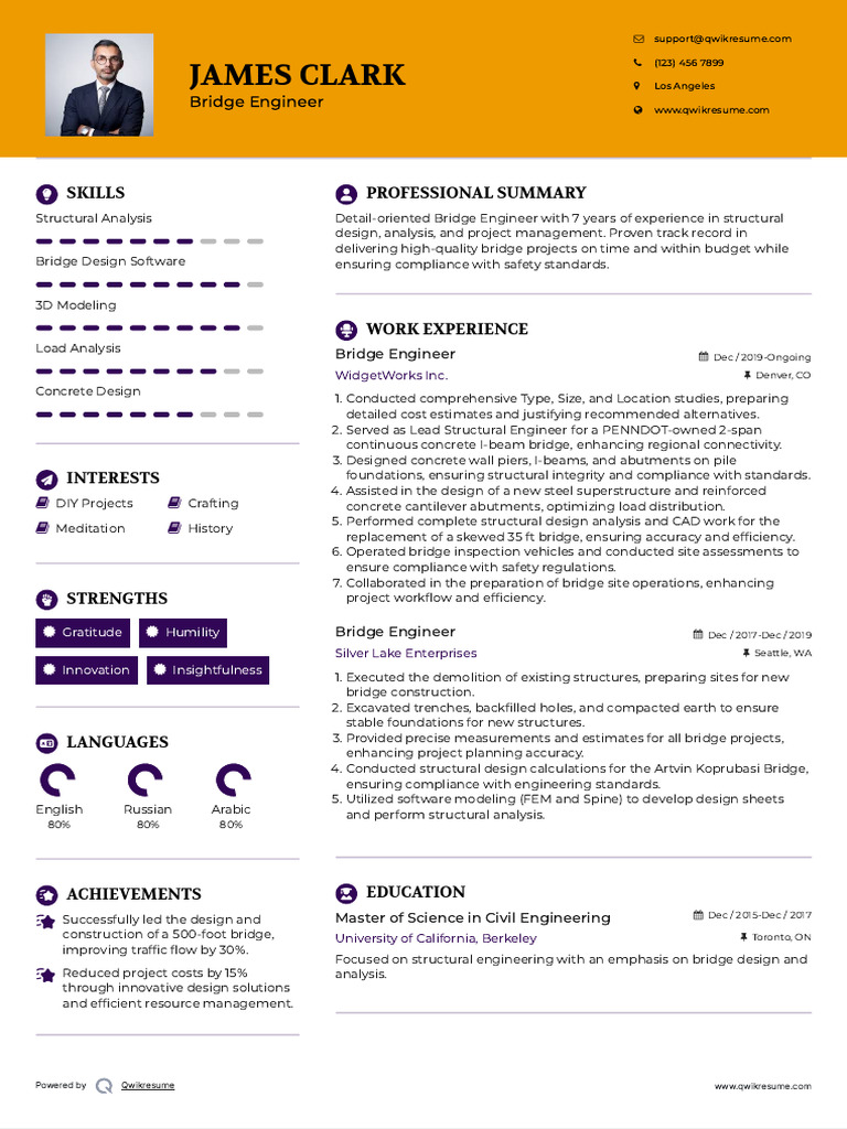 Bridge Engineer Resume Overview | PDF | Bridge | Concrete