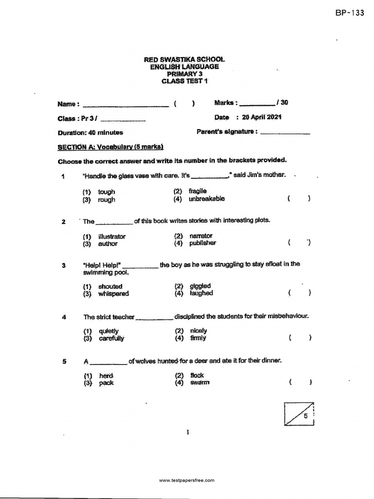 Free Test Papers Online | PDF