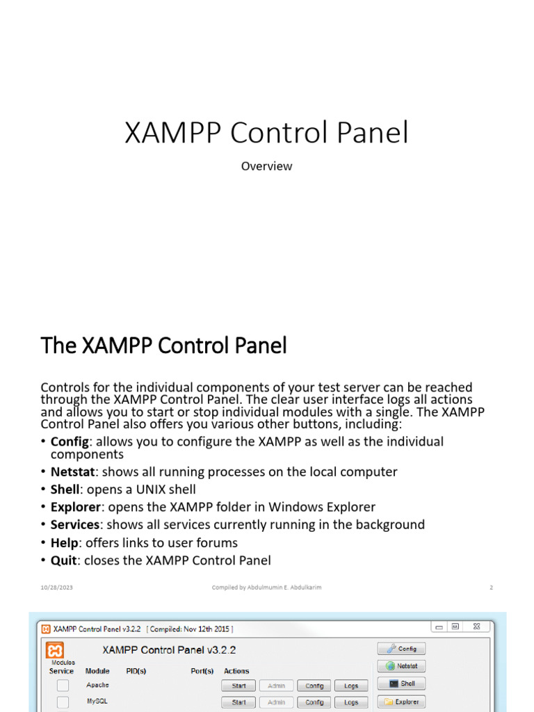 2. XAMPP Control Panel | PDF | Php | Apache Http Server