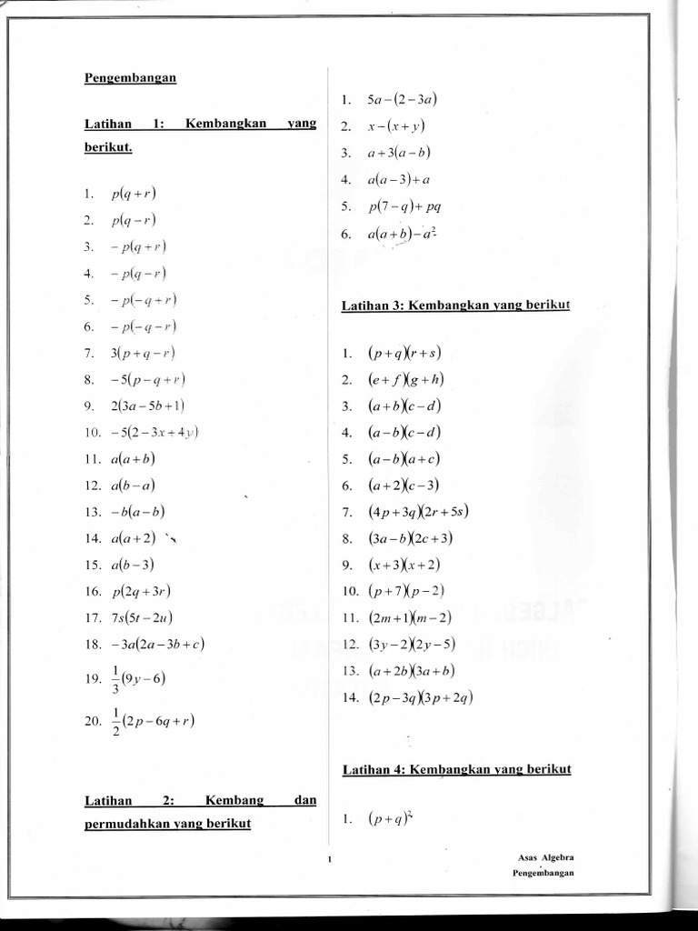 Pengembangan dan Pemfaktoran Algebra | PDF