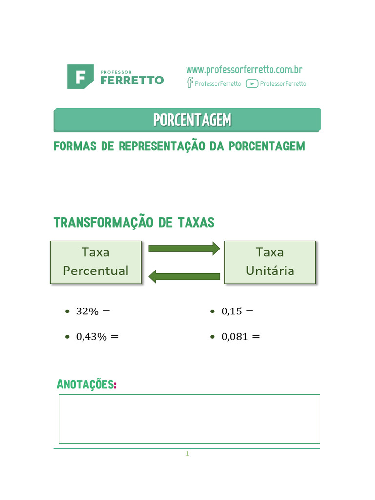 Cálculo e Aplicações de Porcentagem | PDF