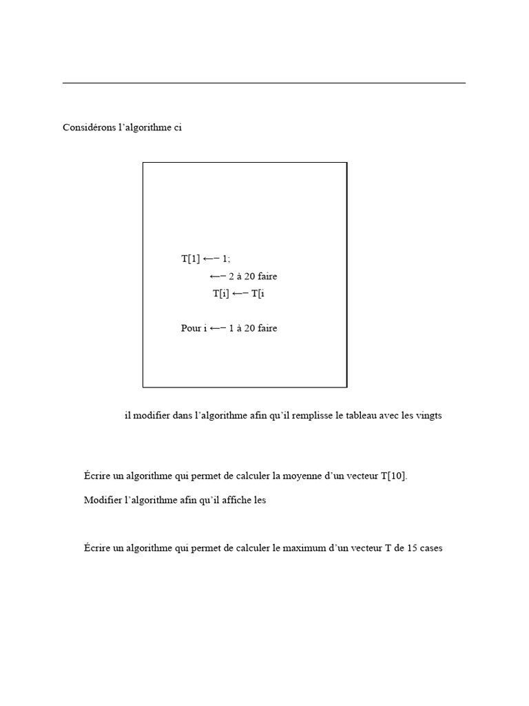 Algorithmes pour Tableaux et Matrices | PDF | Matrice (Mathématiques ...