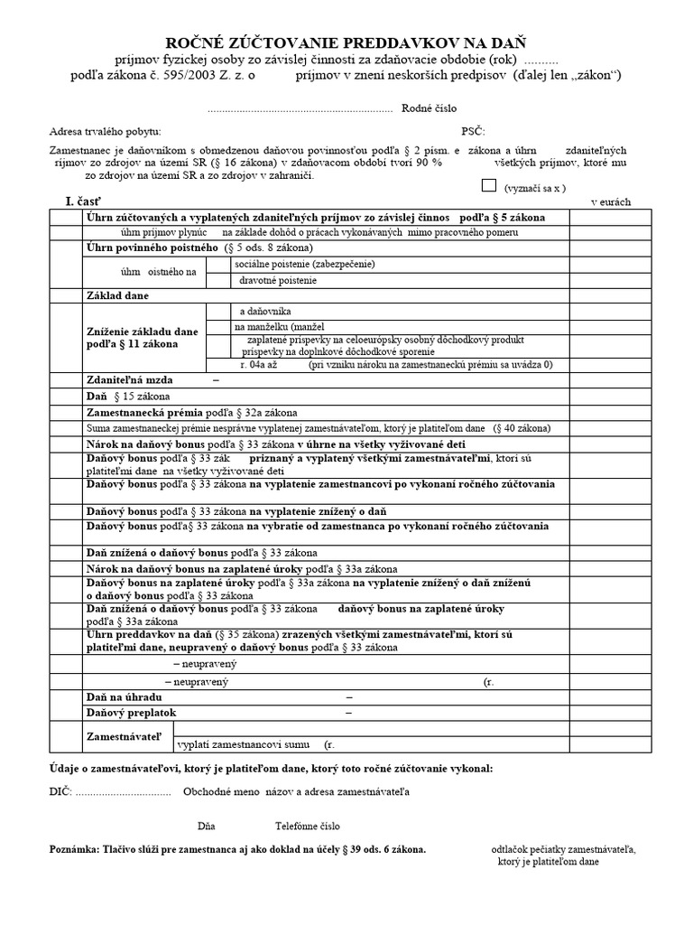 Rocne Zuctovanie | PDF