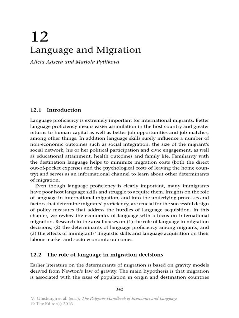 Language Proficiency in Migration | PDF | Immigration | Endogeneity ...