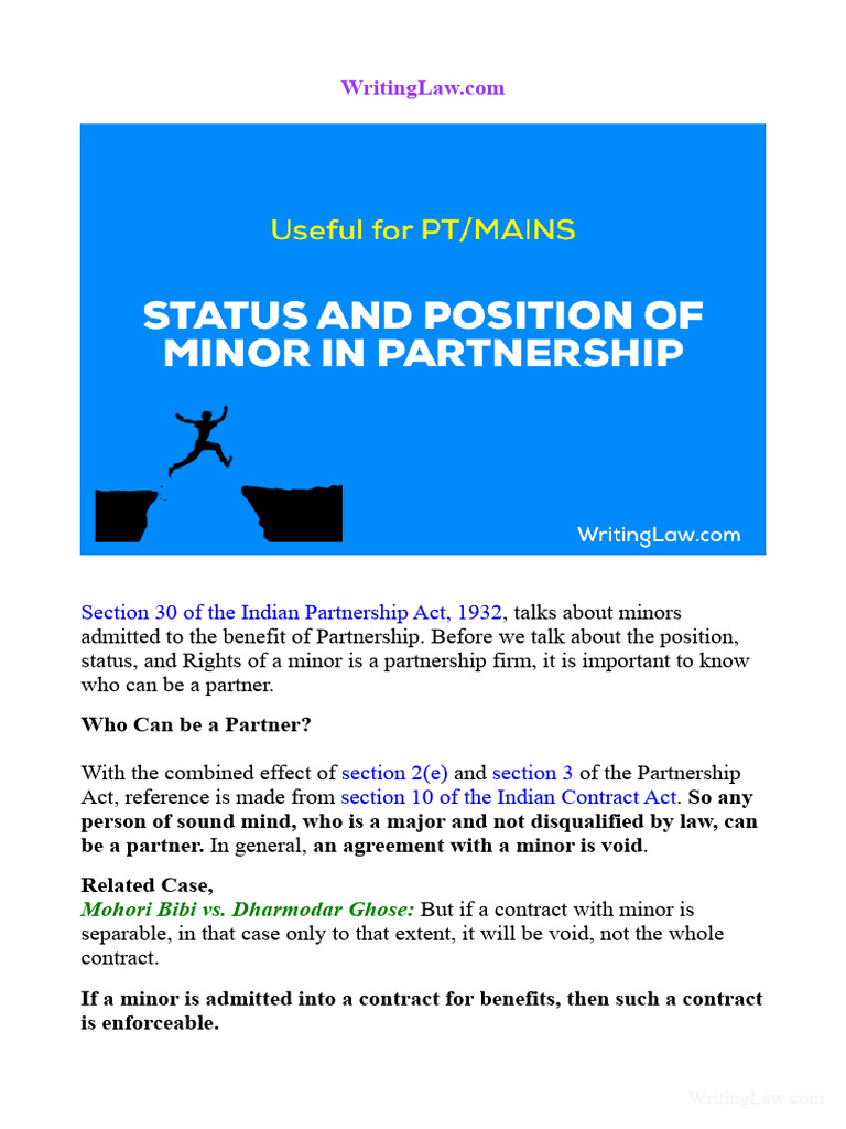 Rights of Minors in Partnerships | PDF | Partnership | Legal Liability