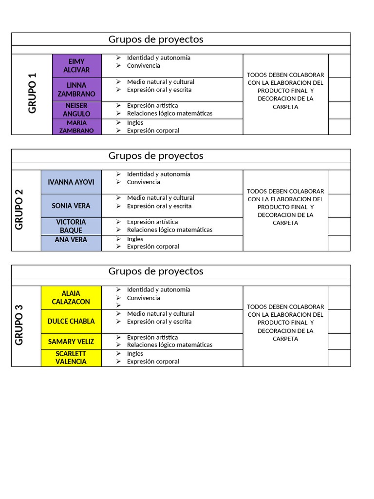 Organización de Grupos de Proyectos Escolares | PDF